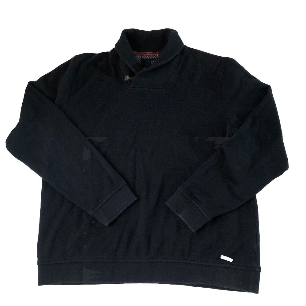 Ted Baker London Men's Shawl Neck Pullover Sweater Navy Blue Size 5 - Large